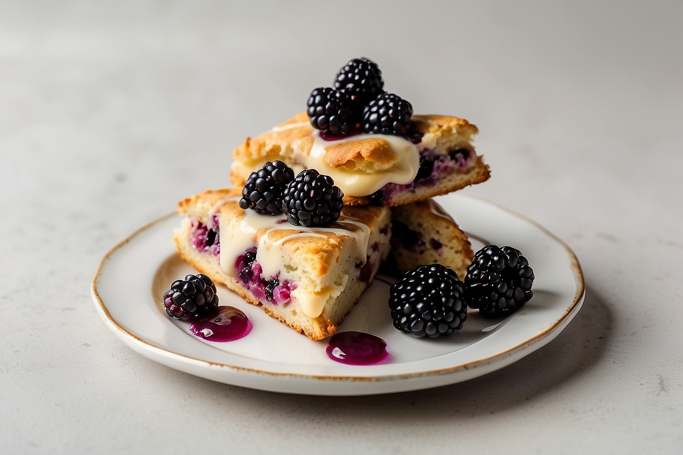 blackberry scones drizzled with icing