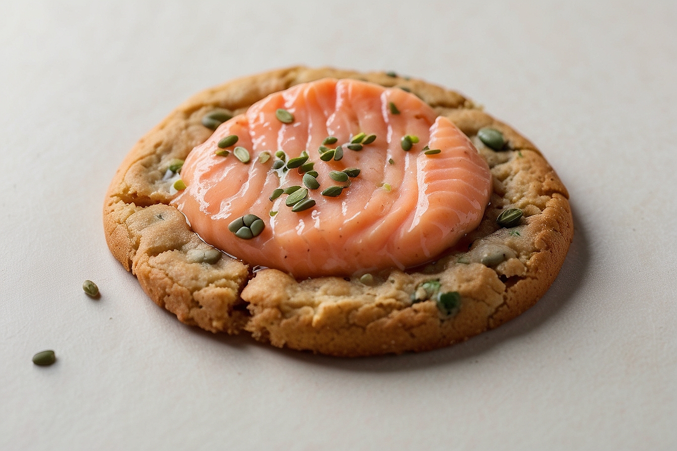 cookie topped with salmon