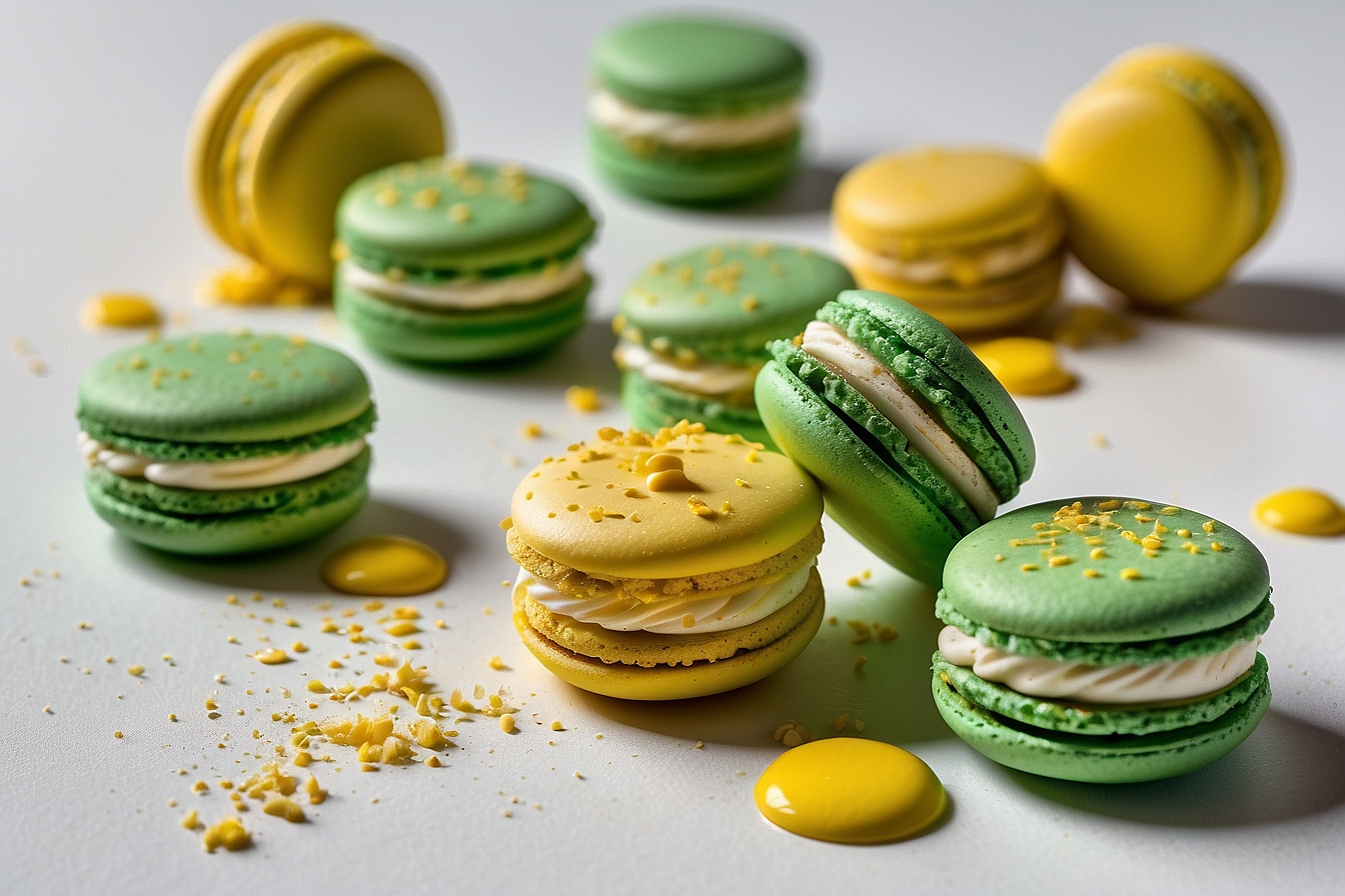 green and yellow macarons