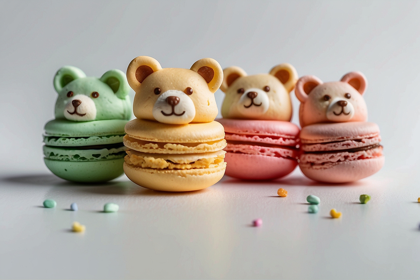 colorful macarons designed to resemble a bear