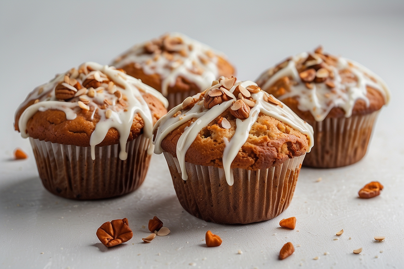 nuts muffins drizzled with icing