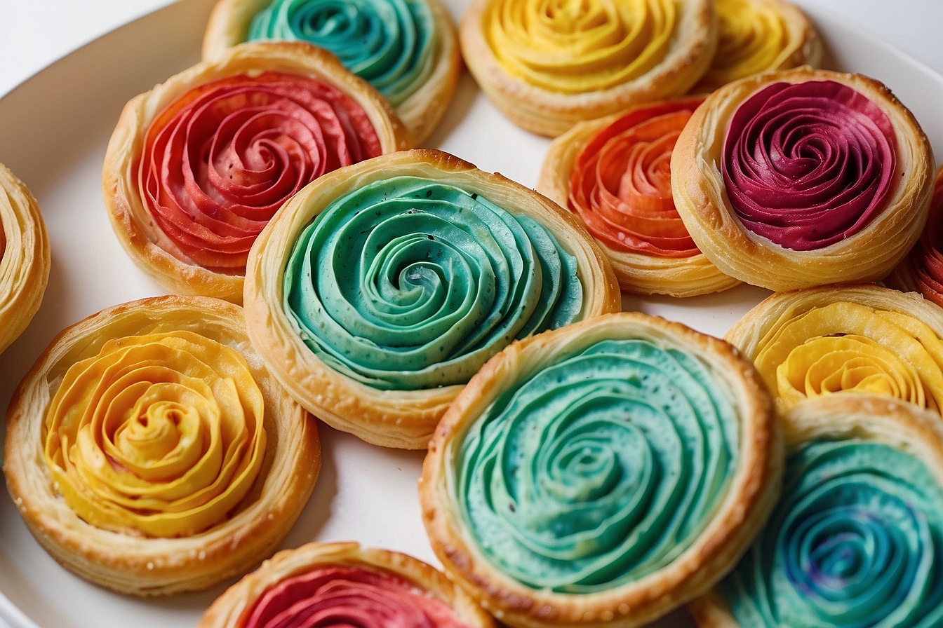 small round colorful puff pastries