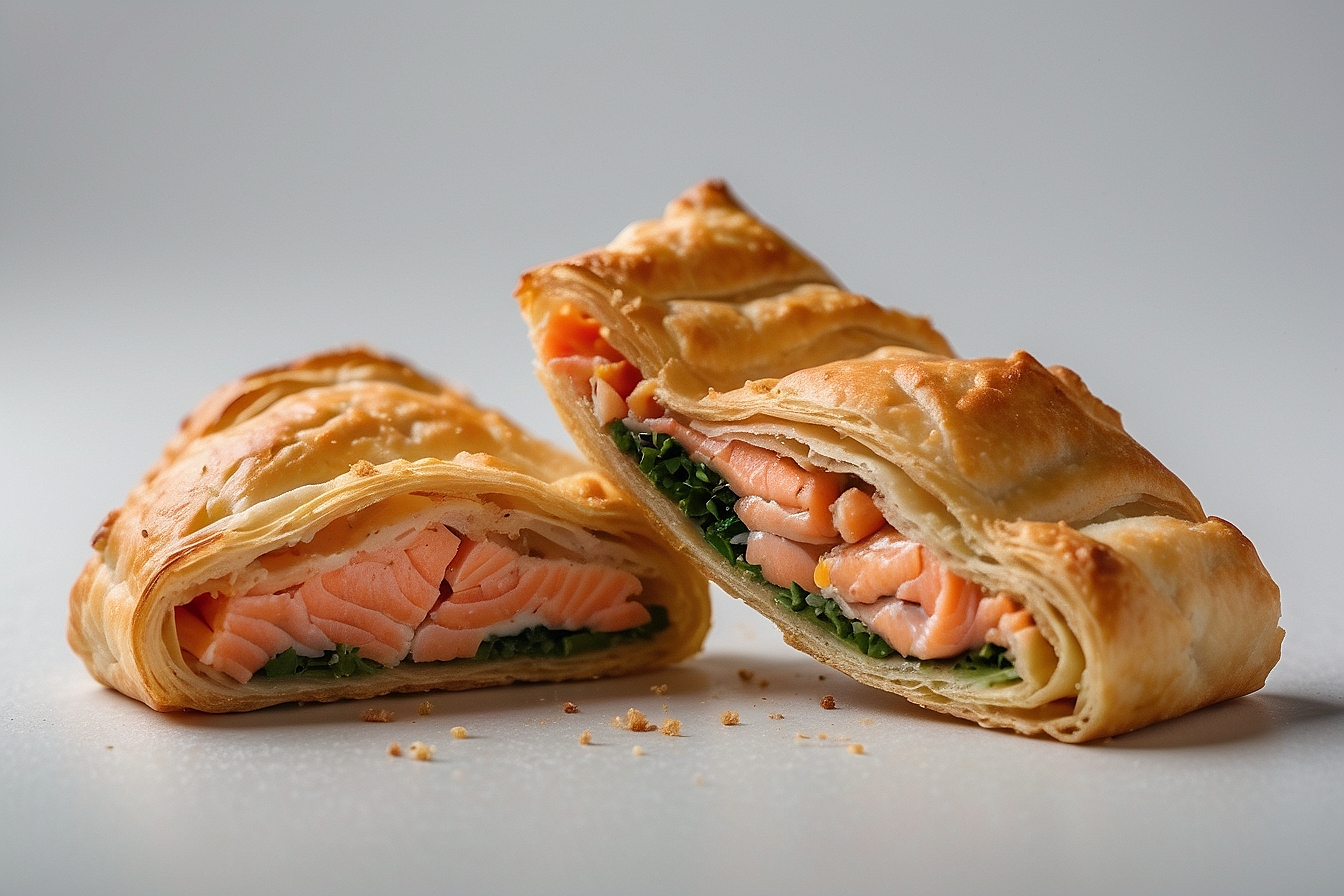 puff pastry filled with salmon and spinach